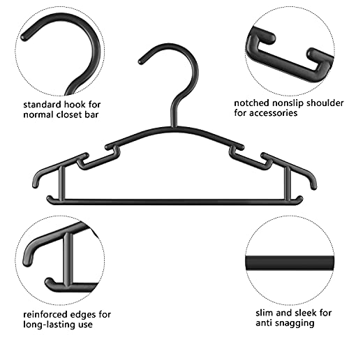 GoodtoU Black Baby Hangers for Closet, Plastic Kids Clothes Hangers for Little Children Toddler Nursery Closet Organization 10.24inch (Black, 80pack) - Image 3