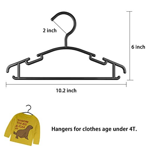 GoodtoU Black Baby Hangers for Closet, Plastic Kids Clothes Hangers for Little Children Toddler Nursery Closet Organization 10.24inch (Black, 80pack) - Image 2