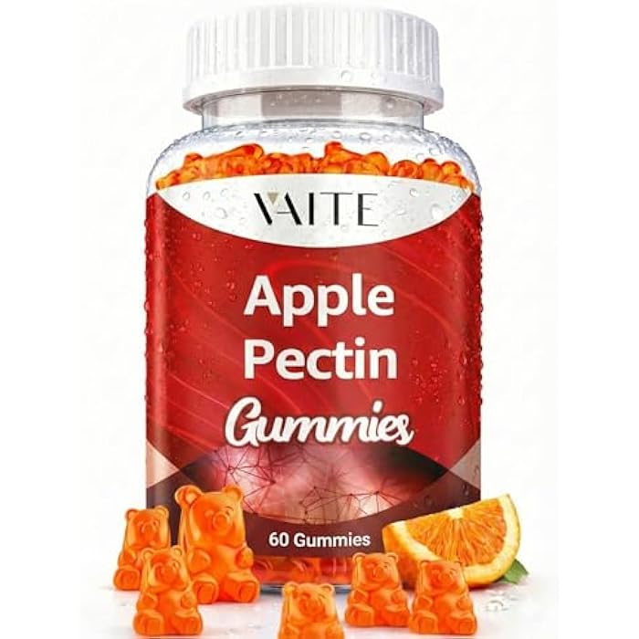 VAITE Apple Pectin Gummies - High-Fiber Supplement with 2000mg Natural Cholesterol Lower Support, Promotes Digestive Wellness & Stomach Comfort, Non-GMO & Gluten Free Herbal Supplements - 60 Vegan Gummy - Image 1