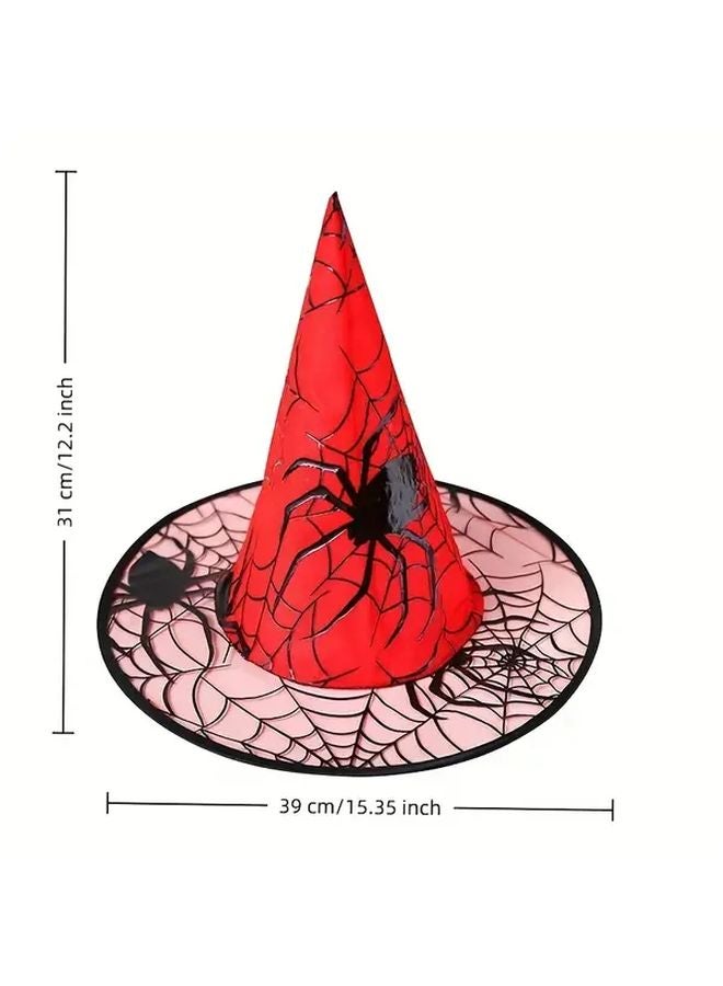Blue Halloween Witch Hat With Spider Web Design For Adult Costume Party - Image 4