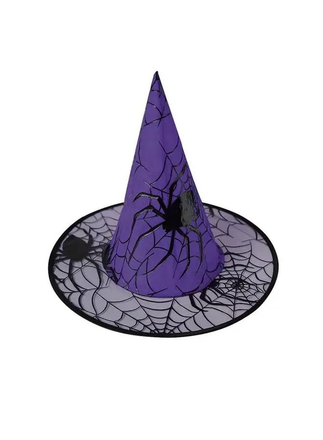 Blue Halloween Witch Hat With Spider Web Design For Adult Costume Party - Image 5