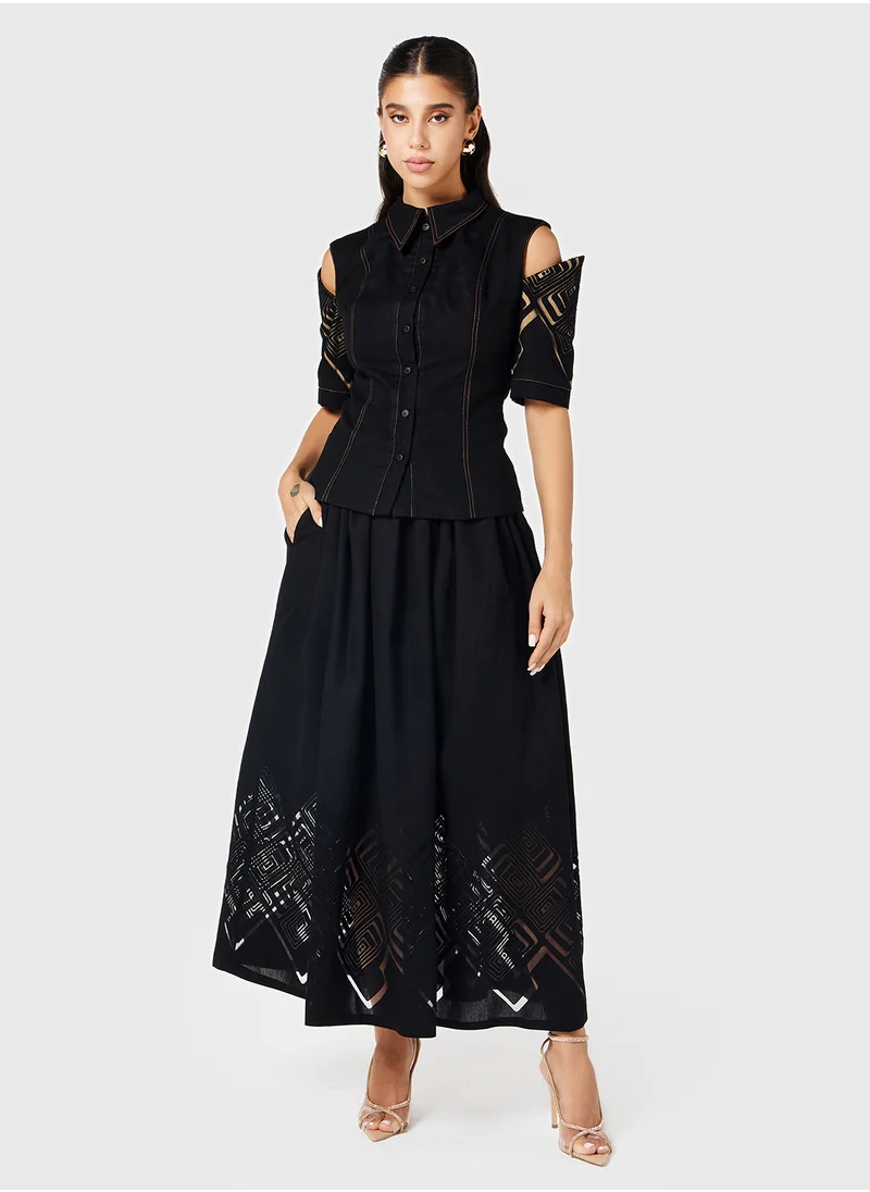 ثريدز باي اجوني Cold Shoulder Burnout Dress