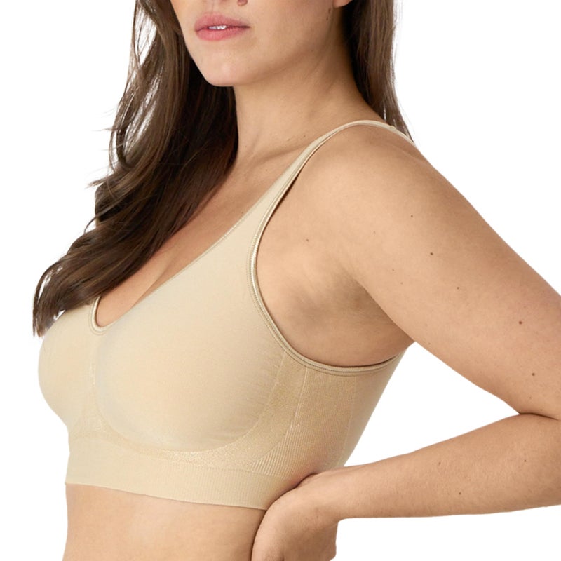 Bali سوتيان بالي النسائي اللاسلكي، سوتيان تي شيرت بدون seams، مقاوم للرطوبة، تصميم ComfortFlex، اللون: بيج، الحجم: صغير - Image 2