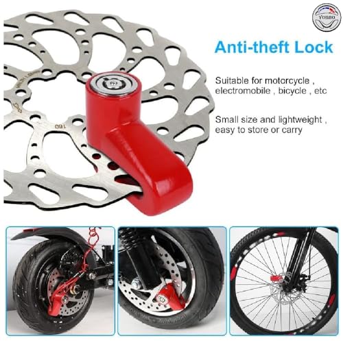 Yobbo Universal Bike Disc Brake Lock, Bicycle Anti Theft Wheel Disk Locks, Motorcycle, Anti Rust Lock Bike Locker for Two Wheeler, Bike Safety Accessories (Random Colour) - Image 2