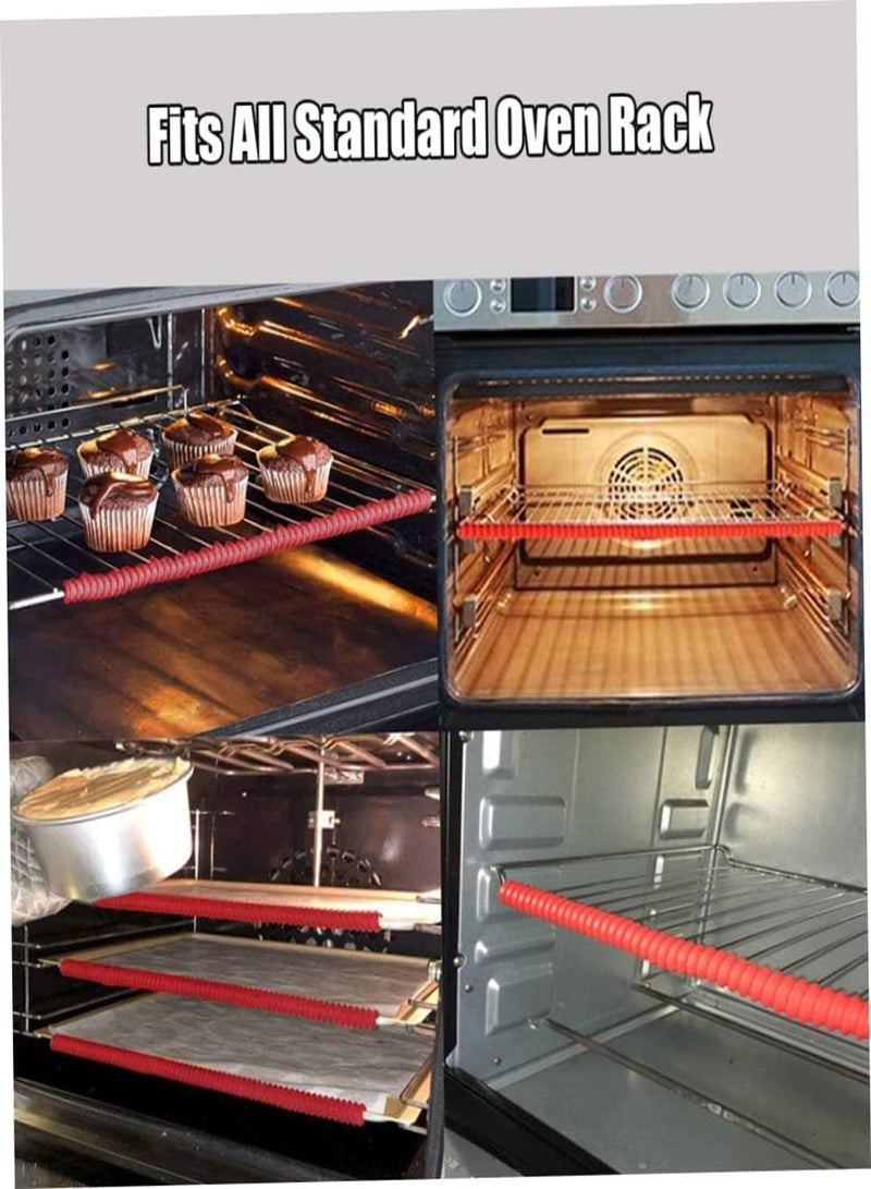 GGOOT Oven Rack Shields Oven Rack Edge Silicone Anti-scalding Protector Oven Heat Resistant Thread Shape Rack Guards 4pcs Red, Oven Rack Shields, Oven Rack Protector, Silicone Rack Guard - Image 2