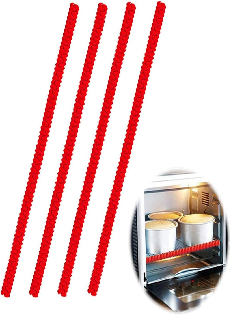 GGOOT Oven Rack Shields Oven Rack Edge Silicone Anti-scalding Protector Oven Heat Resistant Thread Shape Rack Guards 4pcs Red, Oven Rack Shields, Oven Rack Protector, Silicone Rack Guard - Image 4