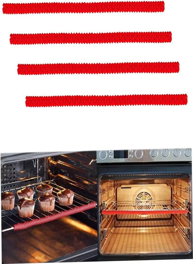 GGOOT Oven Rack Shields Oven Rack Edge Silicone Anti-scalding Protector Oven Heat Resistant Thread Shape Rack Guards 4pcs Red, Oven Rack Shields, Oven Rack Protector, Silicone Rack Guard - Image 3