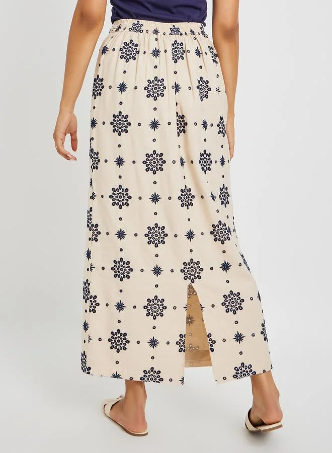 Styli Styli Schiffli Elastic Waistband A-Line Skirt