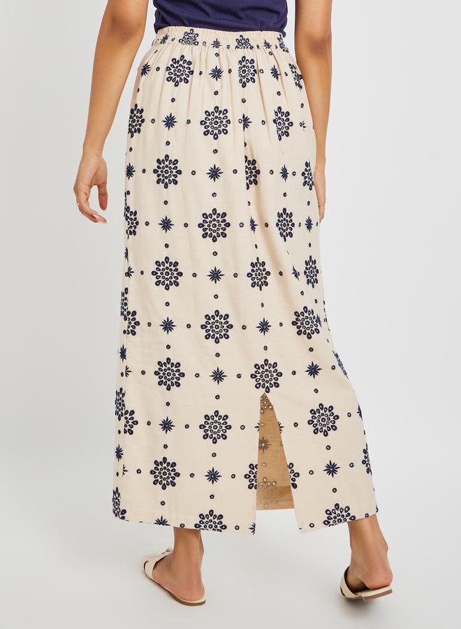 Styli Styli Schiffli Elastic Waistband A-Line Skirt  - Image 4