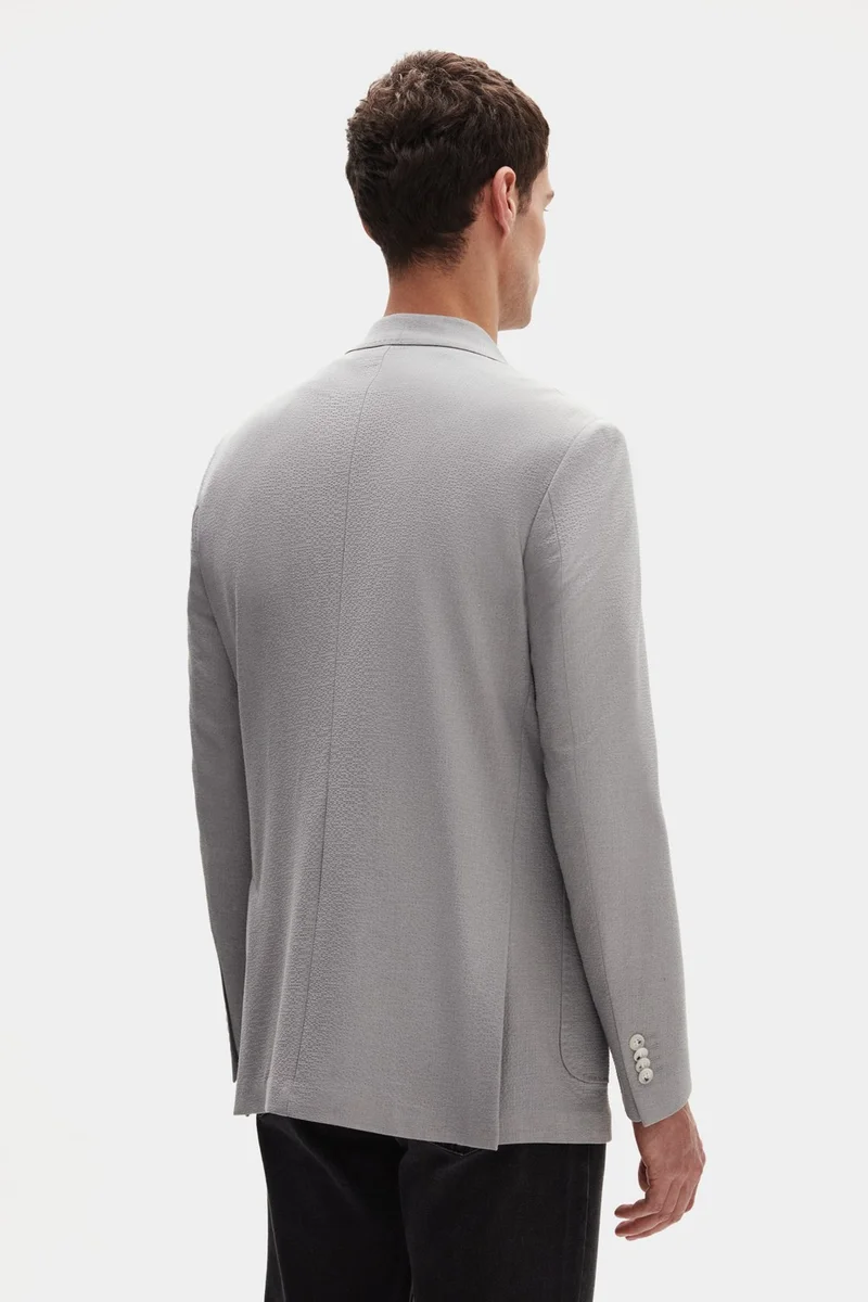 D'S DAMAT Ds Damat Regular Fit Gray Plain Fabric Jacket