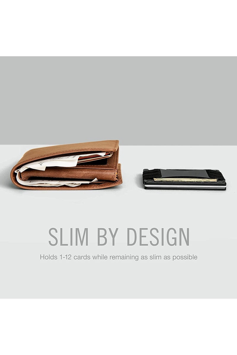 Metal Wallet For Men Carbon Fiber Minimalist Slim RFID Blocking with Front Pocket Credit Card Holder Money Clip - Image 2