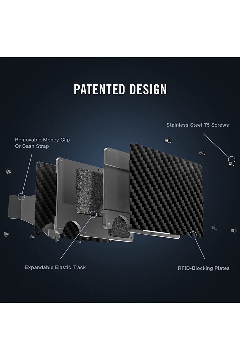 Metal Wallet For Men Carbon Fiber Minimalist Slim RFID Blocking with Front Pocket Credit Card Holder Money Clip - Image 3