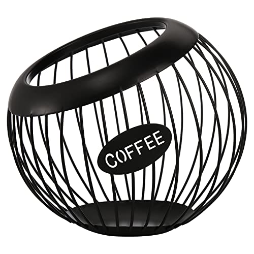TOPZEA Coffee Pod Holder Large Capacity Metal K Cups Holder Organizer Coffee Capsule Container Basket Espresso Pods Storage for Counter Bar Station Accessories Black - Image 1