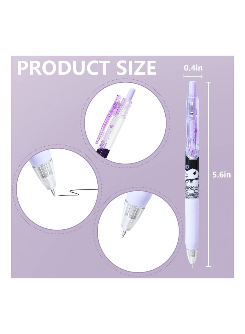 SYOSI 24 PCS Kuromi Kawaii Ballpoint Pens, (0.5mm Black Ink) My Melody Cinnamoroll Pens School Supplies Kawaii Kitty Pens Kuromi Anime  Ballpoint Pens Retractable Gel Pens Anime Cartoon School Supplies - Image 3