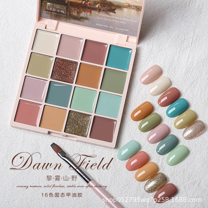 16 Color Solid Gel Nail Polish Palette Set - 16 Shades Mud Painting Gel - Semi Permanent UV Gel Varnish for Nail Art Design