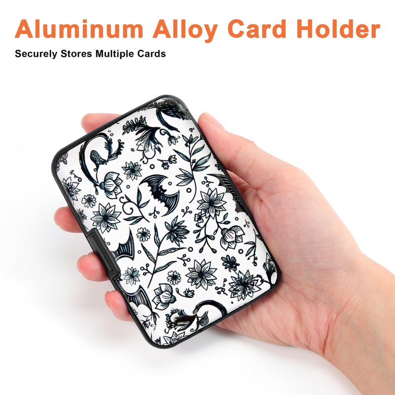 Mayski Credit Card Holder, RFID Blocking, Aluminum Alloy Hard Case, Small Mini Business Metal Wallet for Women Men, Bat - Image 3