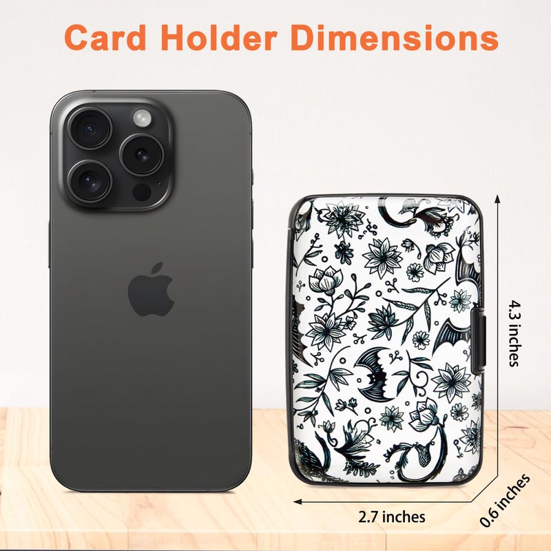 Mayski Credit Card Holder, RFID Blocking, Aluminum Alloy Hard Case, Small Mini Business Metal Wallet for Women Men, Bat - Image 5