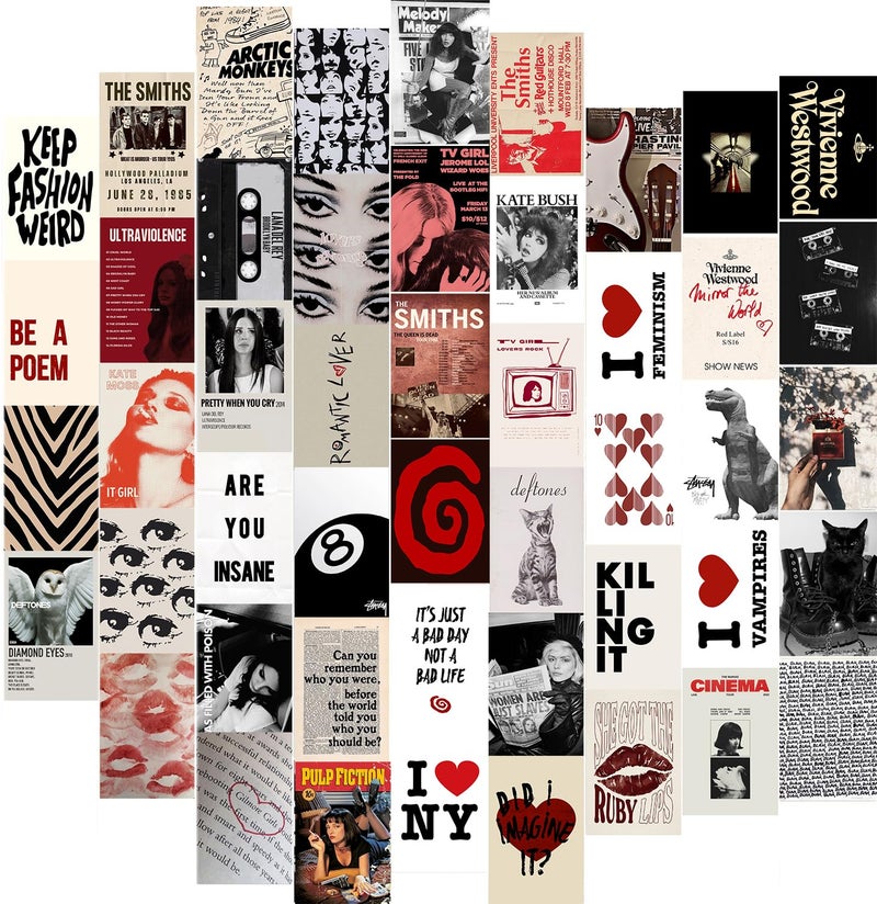 KBKBART 50Pcs Downtown Girl Room Decor Y2k Wall Art Prints for Bedroom Coquette Wall Collage Kit for Room Aesthetic 4x6 Vintage Photo Collage Kit Pictures Retro Rockstar Posters Dorm Decor
