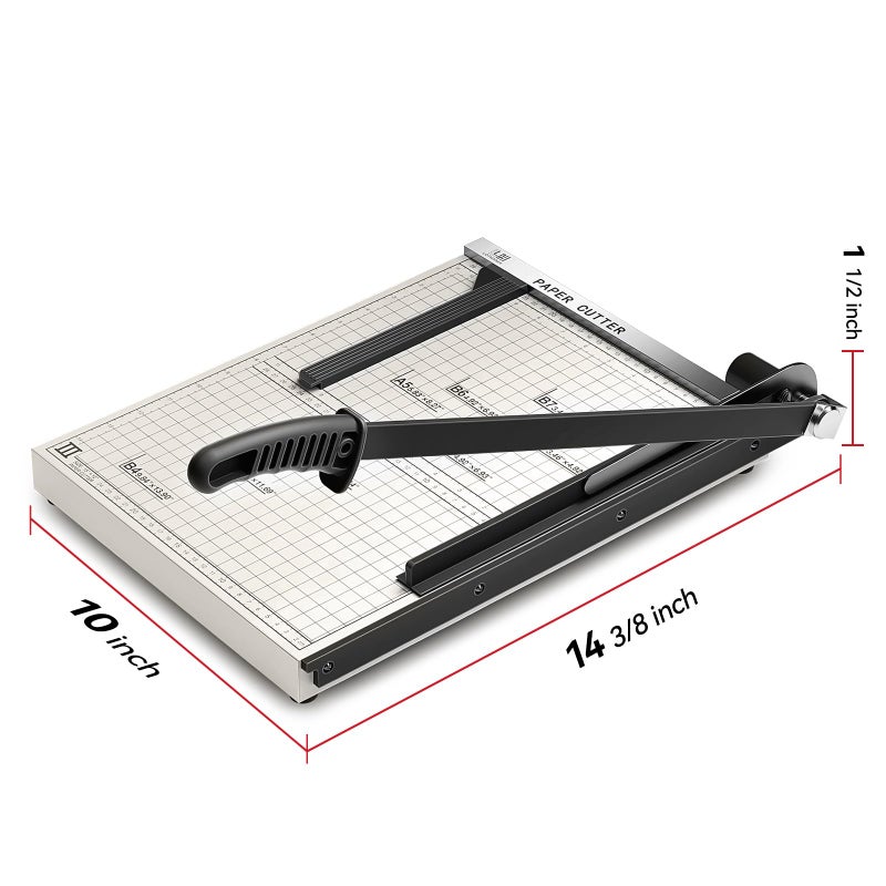 LOTHANEK B4 Guillotine Paper Cutter - Heavy Duty 10-12 Sheets Paper Trimmer Cutting with Auto-Press Clamp & Magnetic Ruler | Precision Cut for Paper, Card, Photos, Vinyl & More-Black (White) - Image 5