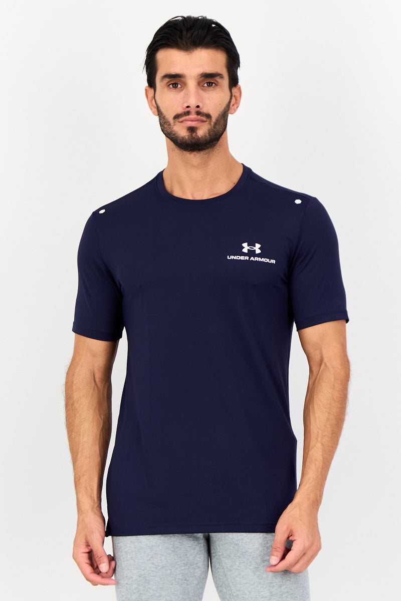 UNDER ARMOUR تي شيرتات تدريب قصيرة الأكمام للرجال، رياضية، بحرية - Image 1
