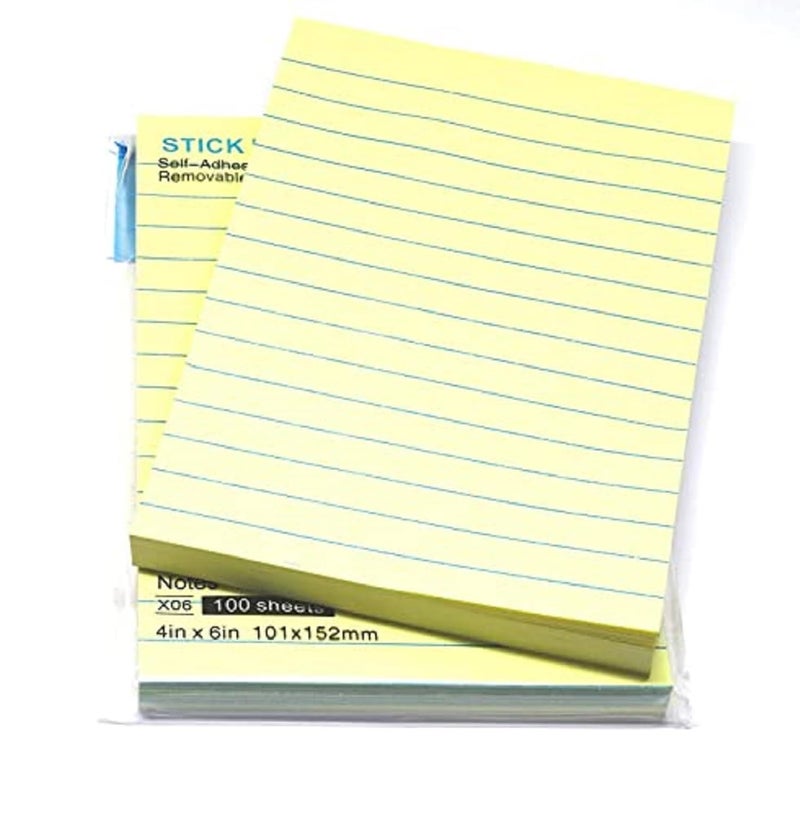 Peeplvalue Self Stick Note Pad of 200 Pcs Sticky Notes of 4X6 Inches neon Color-Size:100X150 mm Ruled Fluorescent Paper Self Adhesive and Removable Sticky Notes - Image 2