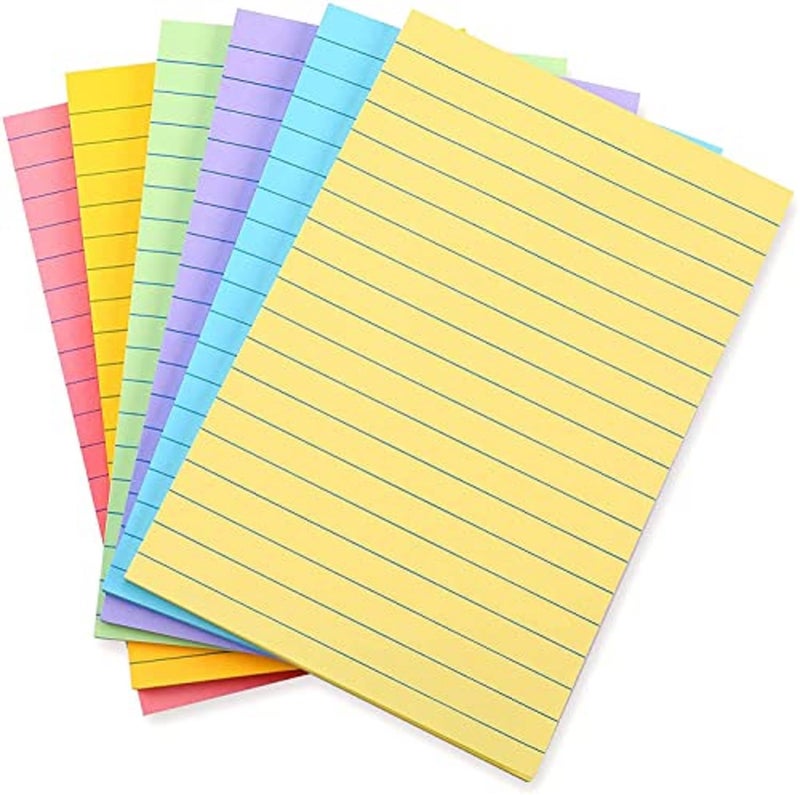 Peeplvalue Self Stick Note Pad of 200 Pcs Sticky Notes of 4X6 Inches neon Color-Size:100X150 mm Ruled Fluorescent Paper Self Adhesive and Removable Sticky Notes - Image 1