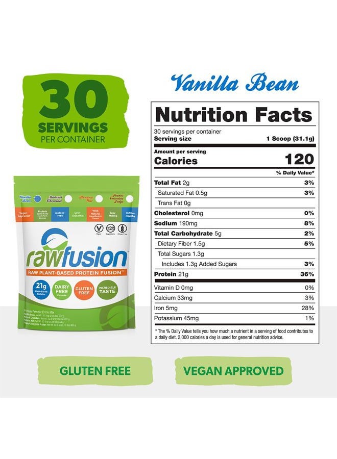SAN Nutrition RawFusion Plant Protein Powder, Vanilla Bean, 32.9 Ounce - Image 2