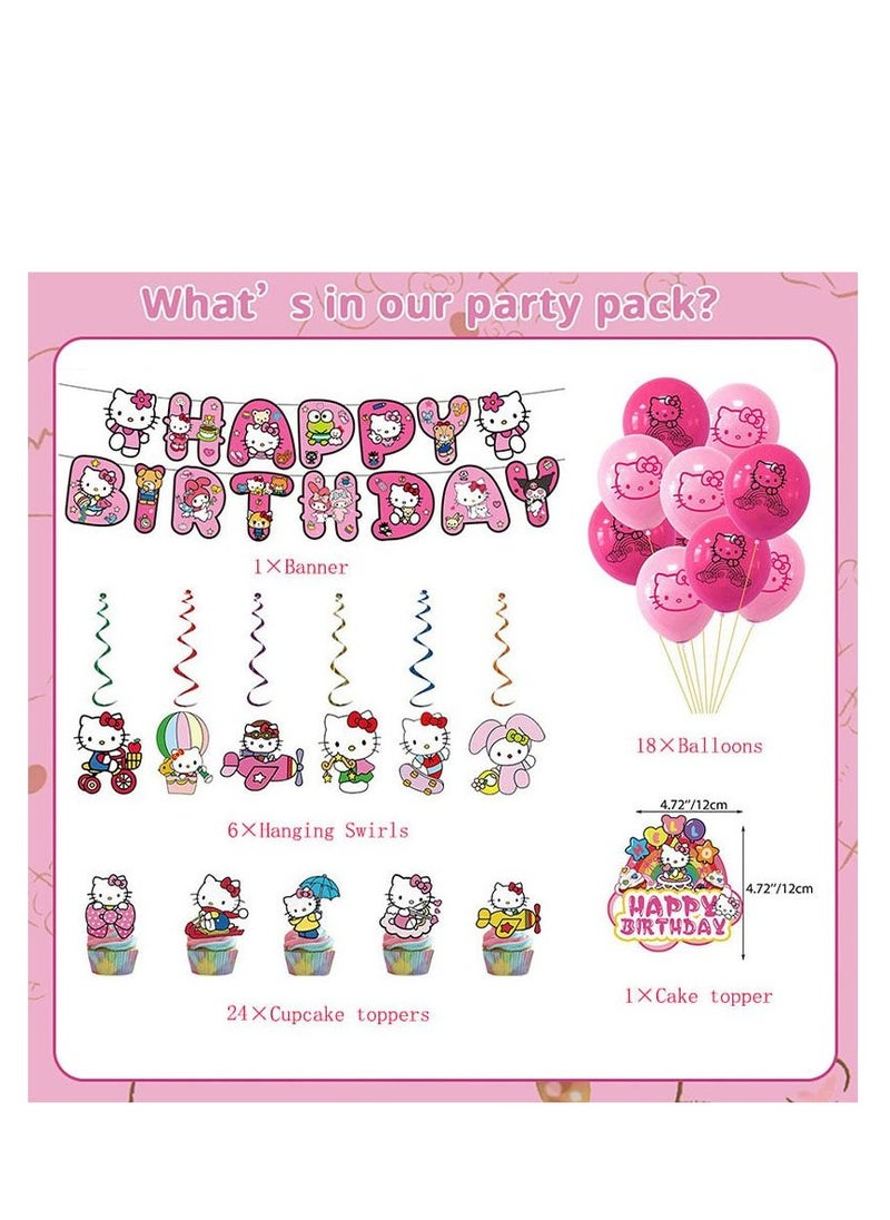 Brain Giggles - BrainGiggles Hello Kitty Themed Birthday Party Decoration Set - 50pcs - Image 1