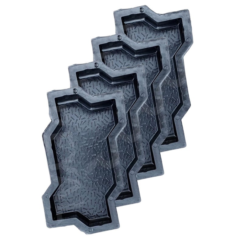 Reyal Zigzag Paver Block Mould Pack of 4 Black PVC Make in India PVC Rubber Mould Outdoor Paving Stone Maker - Image 1