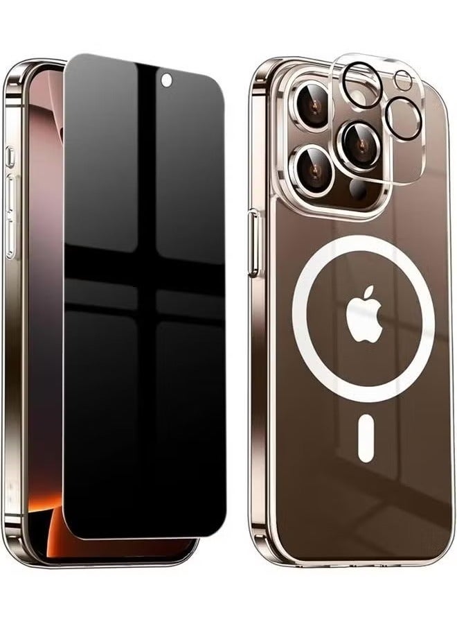 JAJEEK Magnetic Privacy Case for iPhone 16 Pro | Clear Design with Privacy Screen & Camera Protection | Slim Shockproof TPU Bumper & Hard PC Back - Image 1