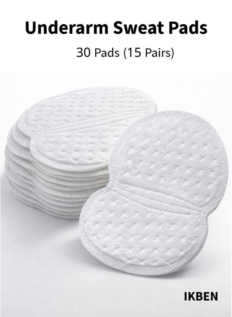 IKBEN Underarm Sweat Pads 30pcs (15 Pairs) – Disposable Armpit Sweat Pads, Ultra-Thin Invisible Under Clothes, Breathable & Soft, Helps Reduce Sweat Stains, For Women & Men - Image 1