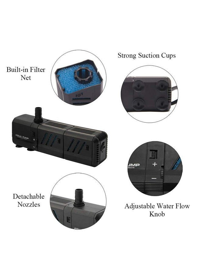 MQ 210GPH Submersible Water Pump (800L/H, 8W) with Filters and Water Nozzles, Ultra Quiet for Aquarium, Fish Tank, Pond, Fountain, Hydroponics - Image 3