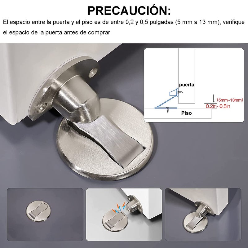 ALBERTO Magnetic Door Stopper, Magnetic Floor Lock, Invisible Bracket with Adhesive Invisible Floor Door Stop for Home, Office, Interior Door Stopper(Silver) - Image 2