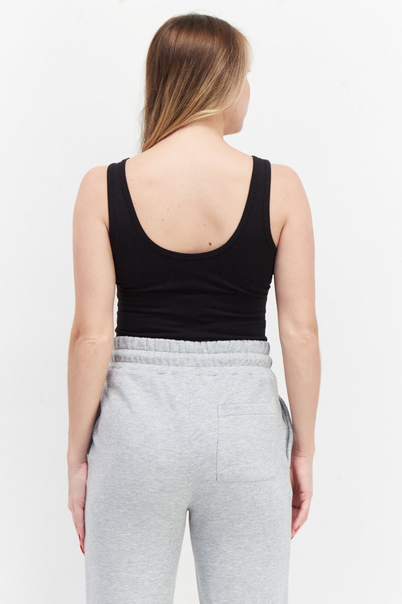 VANS بدلة نسائية بدون أكمام بشعار العلامة التجارية، سوداء - Image 3