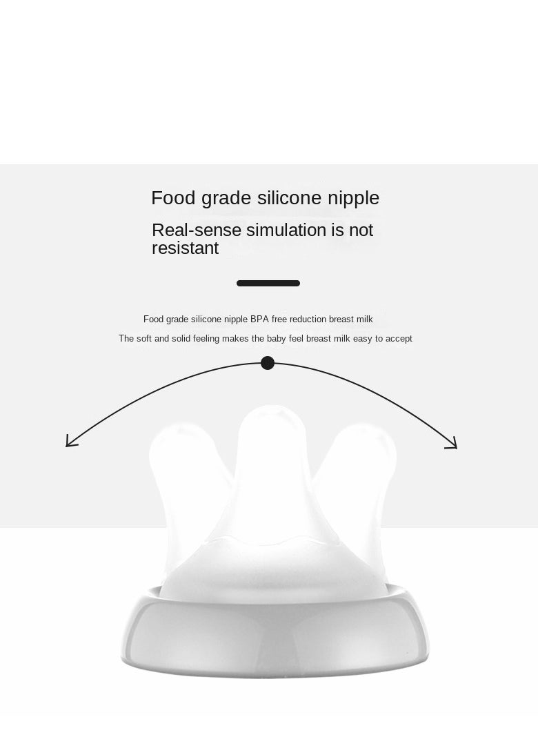 Bluejw Natural Feel Baby Bottle Soft And Squeezy Easy To Clean Dual Anti-Colic Vent Bottle For Baby Infants And Newborn 300ml  - Image 2