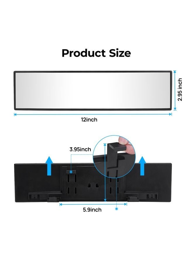 HOMESTAR Rear View Mirror, Universal 11.81 Inch Panoramic Convex Interior Clip-on Wide Angle Mirror to Reduce Blind Spot Effectively for Car SUV Trucks -Clear - Image 4