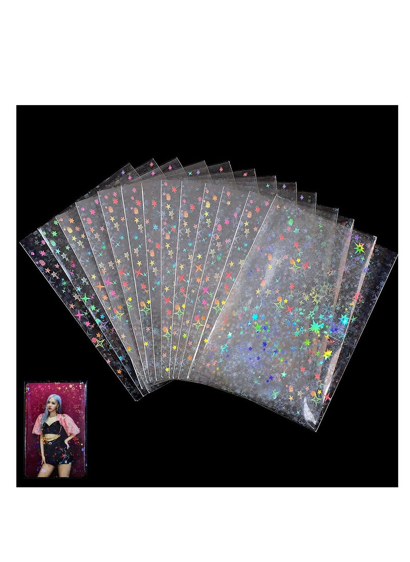 SYOSI 200 Pcs Kpop Photocard Sleeves, Little Star Laser Flashing Card Sleeves, Star Glass Gemstone Rainbow Holographic Card Sleeves Trading Card Protector for Photocard Kpop Photo Cards, 61 x 88 mm  - Image 1