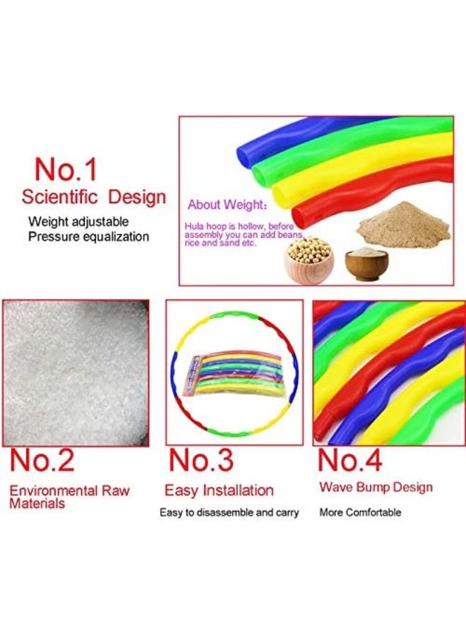 طوق هولا ملون قابل للتعديل - طوق تمارين اللياقة البدنية والجمباز للبالغين والأطفال، وفقدان الوزن، وتقوية عضلات الجذع، وتمارين ممتعة، وسهولة التجميع وتصميم متين - Image 5