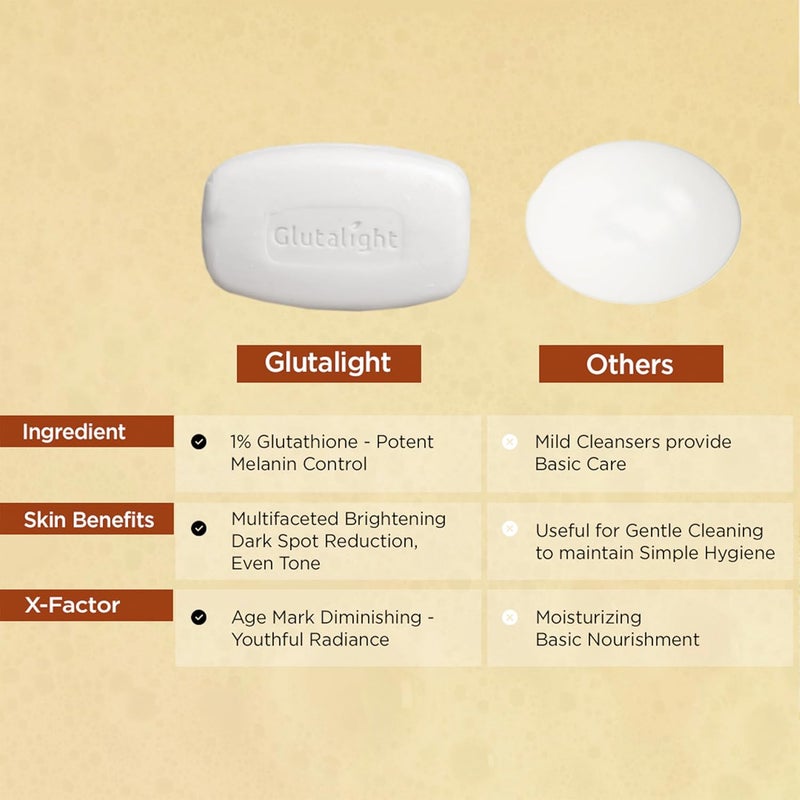 Glutalight صابون غلوتالايت غلوتاثيون يخفف البقع الداكنة فرط التصبغ صابون إزالة تان للنساء والرجال صابون استحمام يساعد في التحكم في الزيت الزائد عروض صابون الاستحمام لبشرة متألقة عبوة من 3 - Image 5