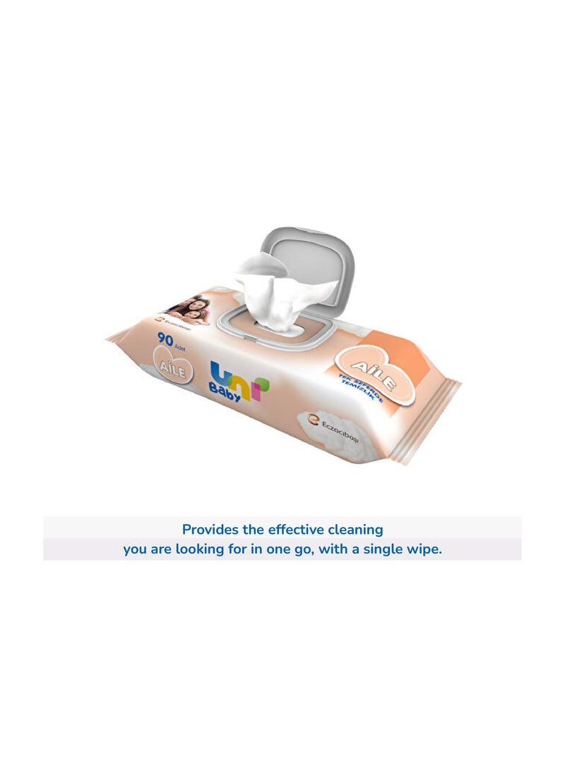 Uni baby Wet Wipes for Family - Gentle & Skin-Friendly, Suitable for All Ages, Dermatologically Tested, 100 Pieces  - Image 2