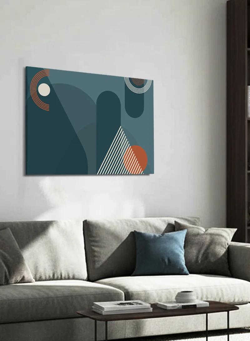LOWHA Canvas Wall Art Stretched Over Wooden Frame with Geometric Shapes Design