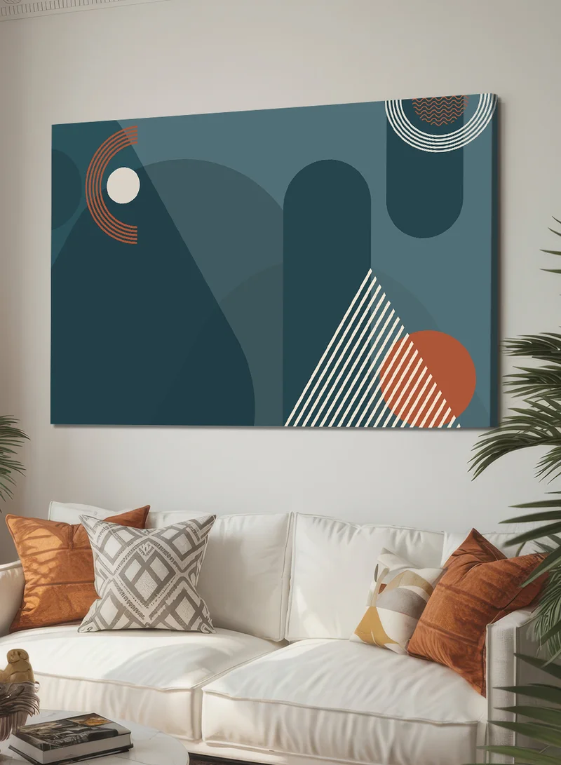 LOWHA Canvas Wall Art Stretched Over Wooden Frame with Geometric Shapes Design