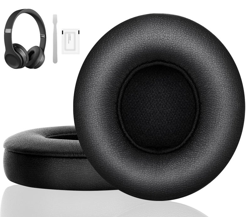 Link Dream Replacement Ear Pads for Beats Solo 2 & 3 - Memory Foam Earpads Cushion Cover for Wireless Headphones (Black)