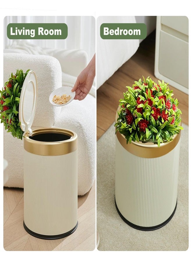 Yatmung Dog Poop Trash Can Outside - 2.6 Gal Small Pet Waste Container with Lid - Outdoor Poop Garbage Can - Front Porch, Backyard, Waste Bin - Plant Styled Dog Poop Bucket - Cream - Image 4