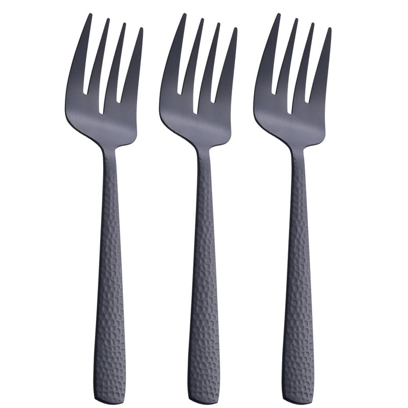FULLYWARE Matte Black Serving Fork 95inch Stainless Steel Large Serving Fork Heavy Duty Satin Finish Set of 3