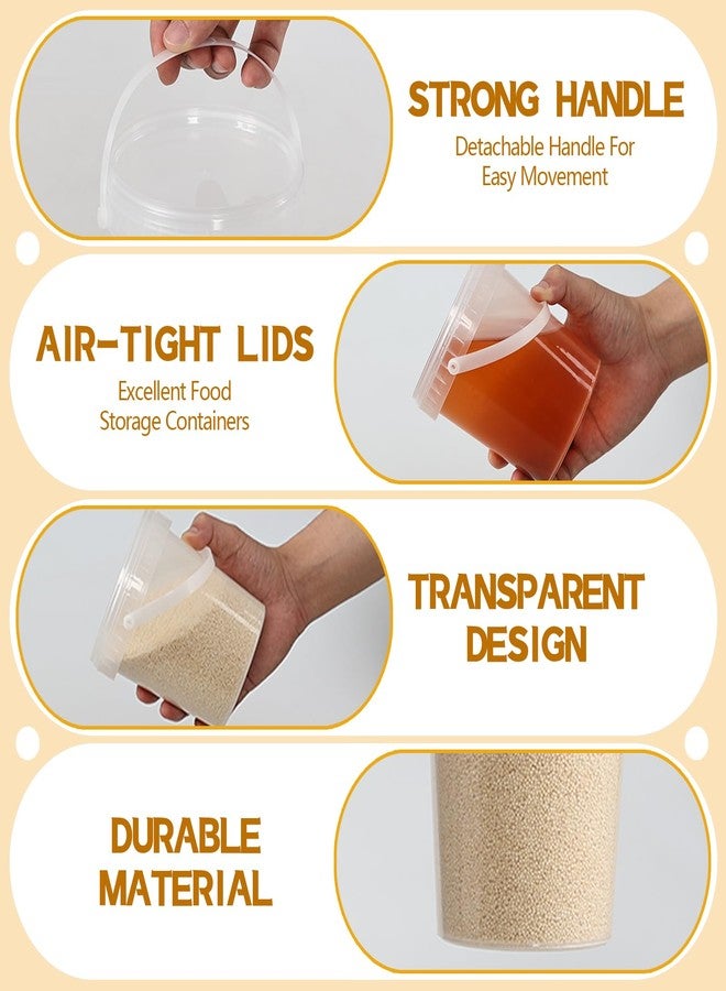 Quickquick 20 PCS Plastic Ice Cream Tub with Lid, 27 Oz Small Clear Drink Bucket with Handle - Image 5