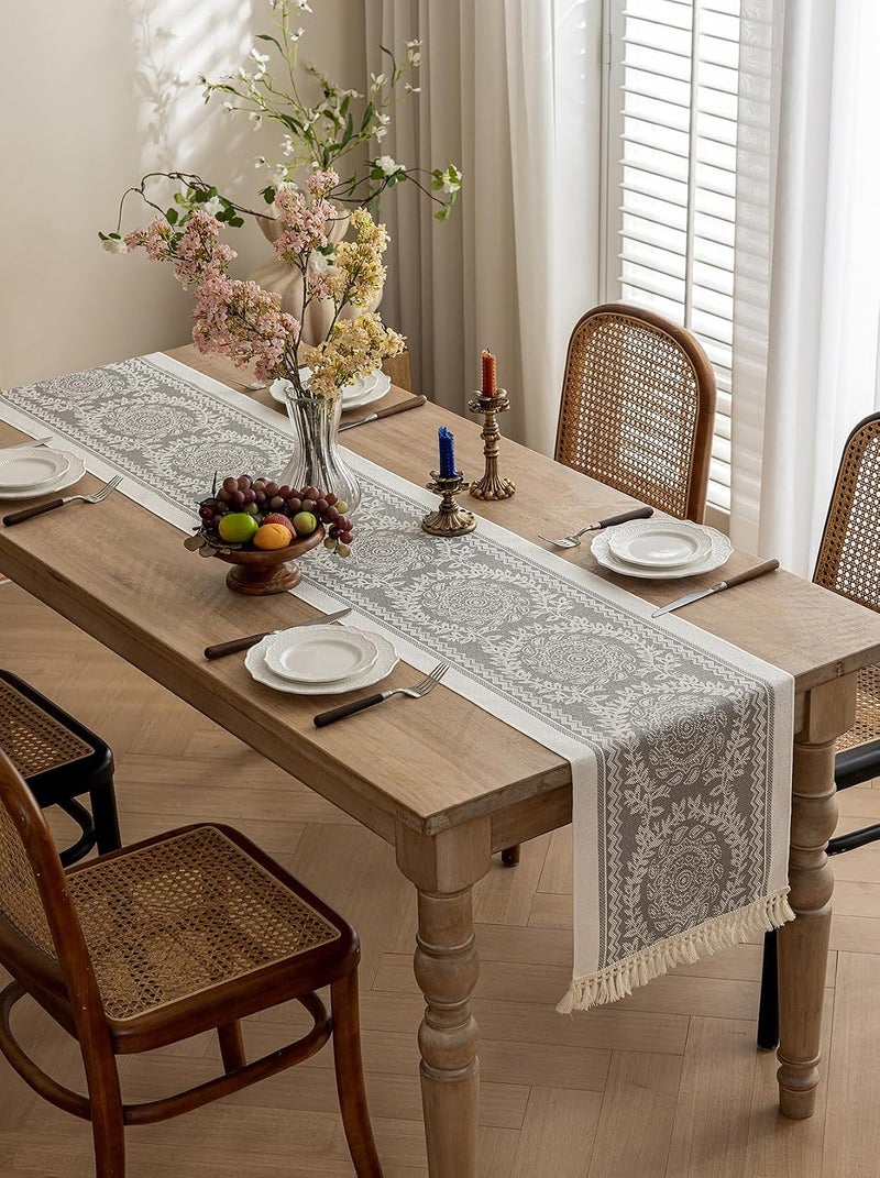 LOVNOV Eid Mubarak Table Runner Table Decorations - Ramadan Mosque Lattern Islamic Happy Ramadan Mubarak Party Supplies Decorations (35 x 180 cm, Dove Gray) - Image 3