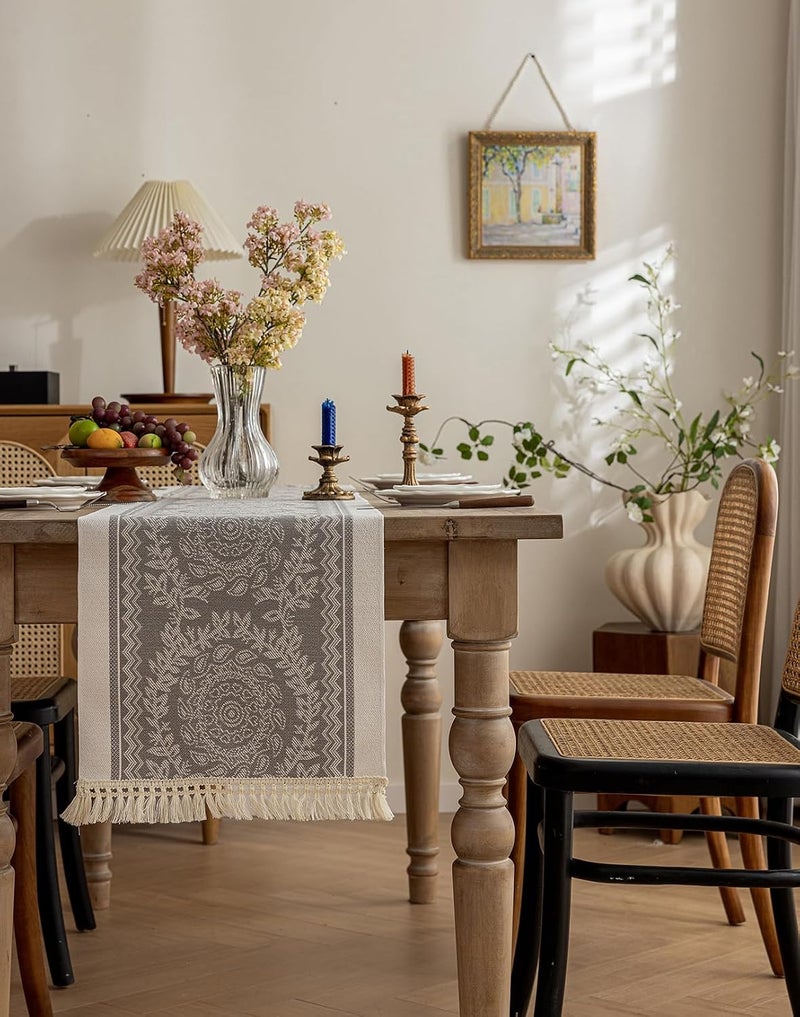 LOVNOV Eid Mubarak Table Runner Table Decorations - Ramadan Mosque Lattern Islamic Happy Ramadan Mubarak Party Supplies Decorations (35 x 180 cm, Dove Gray) - Image 2