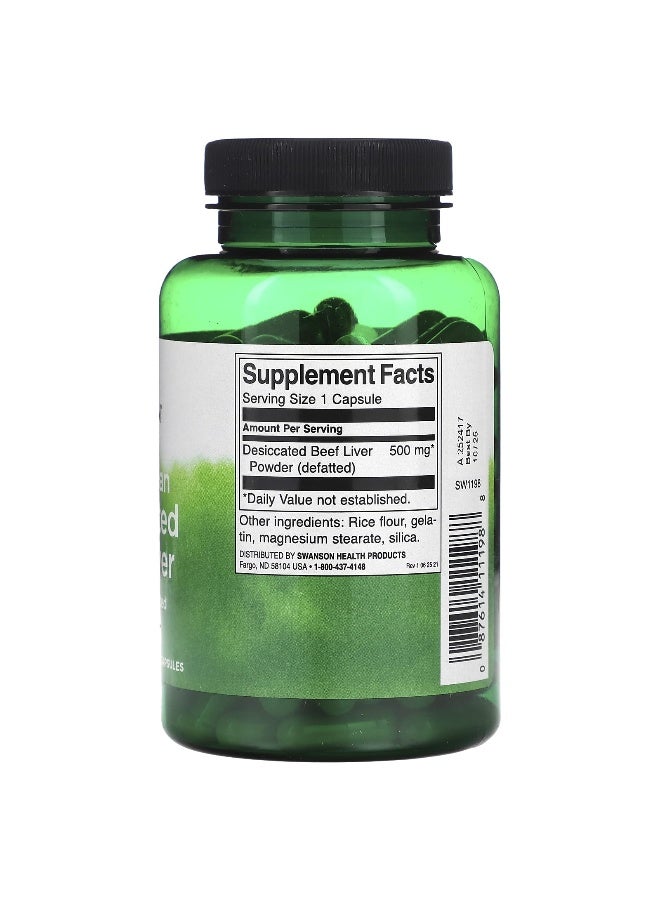 SWANSON سوانسون، كبد البقر المجفف الأرجنتيني، 500 ملغ، 120 كبسولة - Image 2