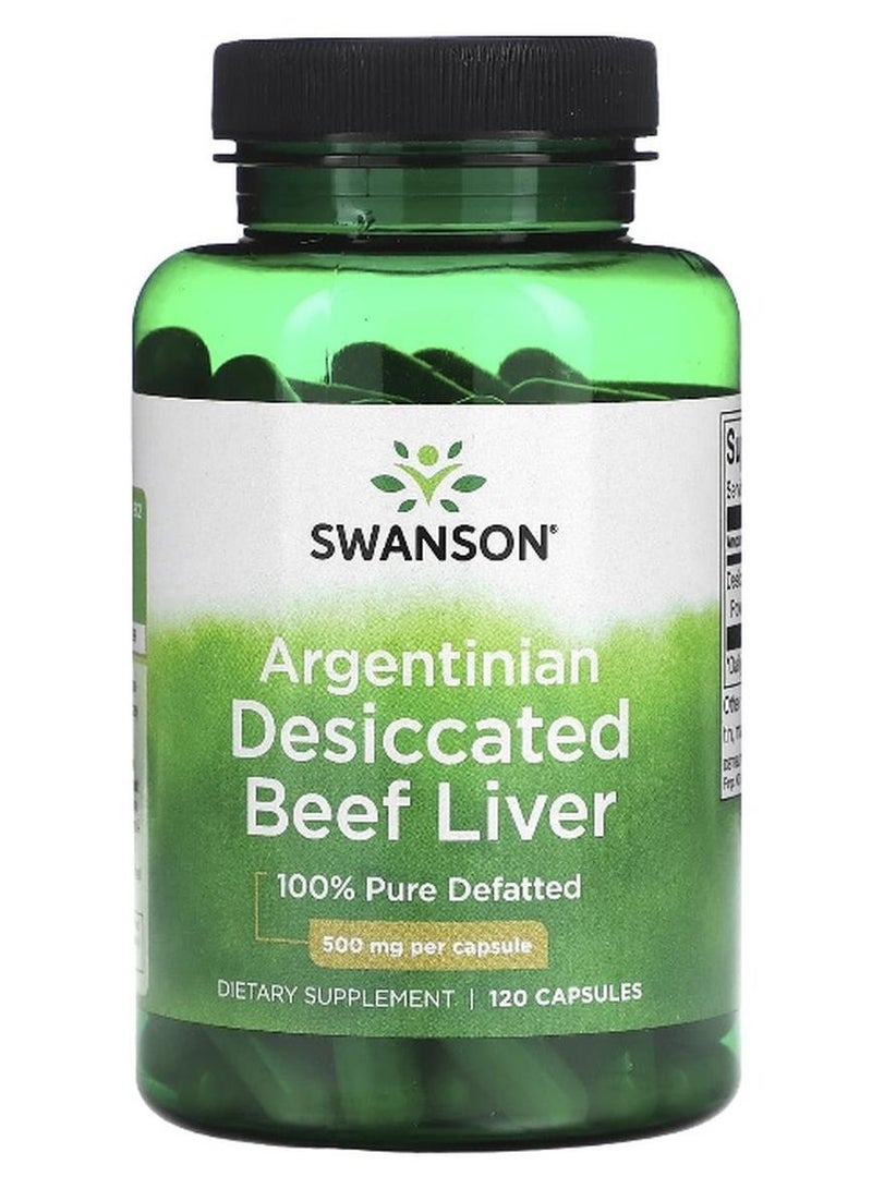 SWANSON سوانسون، كبد البقر المجفف الأرجنتيني، 500 ملغ، 120 كبسولة - Image 1